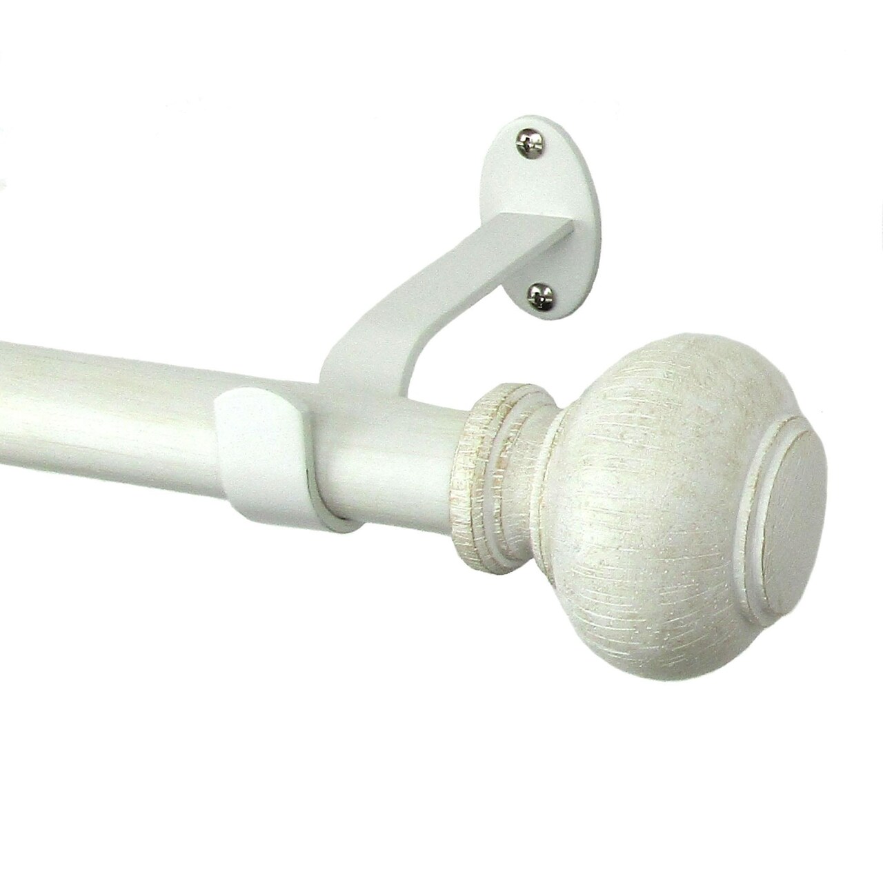 Threadmade Home Rhinebeck Rustic Faux Wood 1" Window Drapery Single Curtain Rod, White - 48"W x 86"L